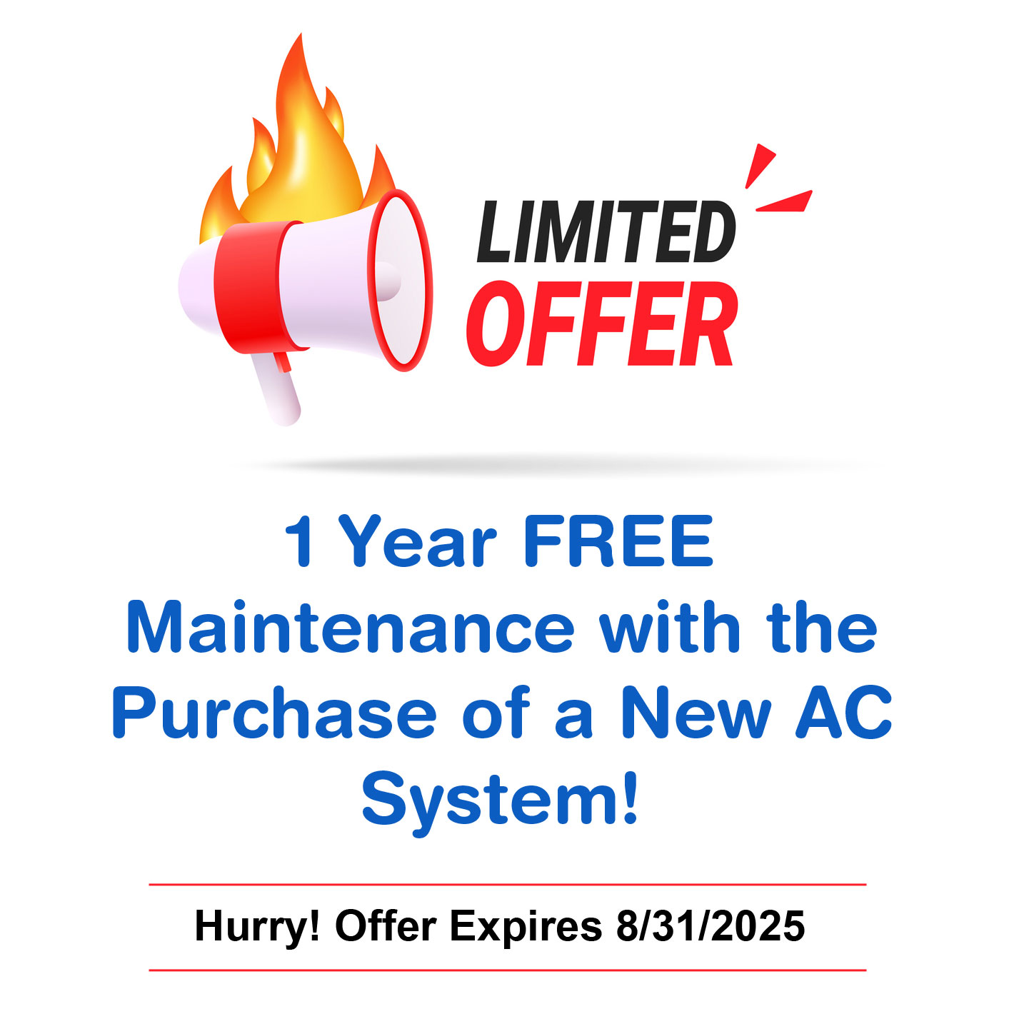 HVAC special offer for free maintenance with the purchase of a new HVAC system. Offer expires 8-31-2025. Call Stout's Heating & AC, Inc in Santa Rosa, CA.